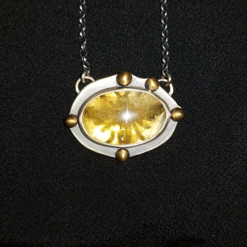 OOAK Sterling Citrine Honeybee Pendant Necklace